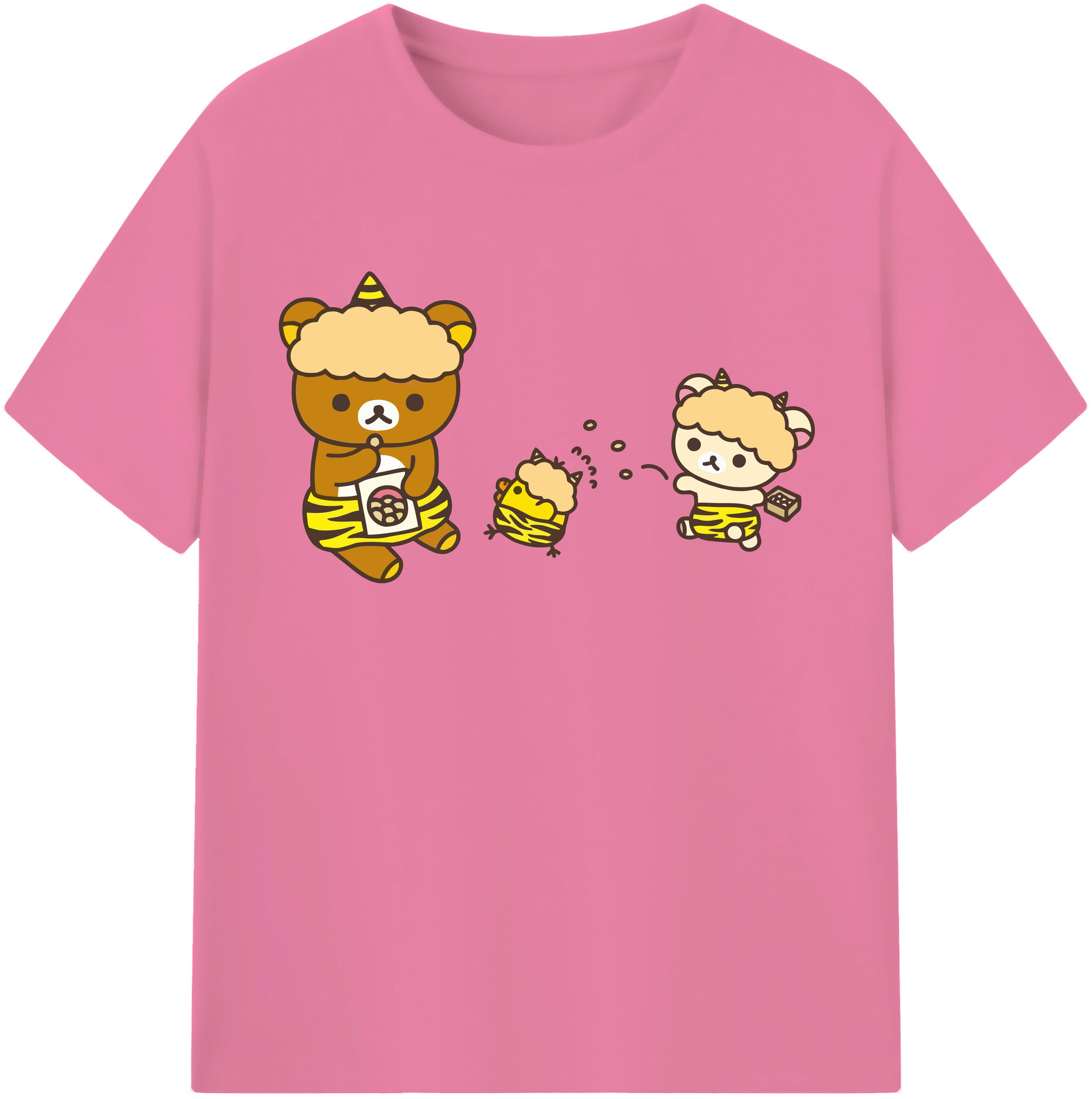 （画像用） リラックマ リラックマ キイロイトリ Rilakkuma Korilakkuma Kiiroitori 綿100％半袖Tシャツ（フロントプリント）